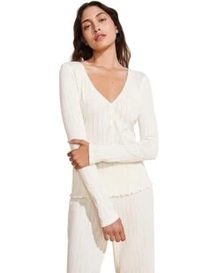 Eberjey Pointelle V-Neck Henley | Sleepwear -Eberjeric Store 71VVuanLbuL. AC SR736920