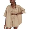 Eberjey Linen Solid Three-Piece Set (Bralette/Shirt/Shorts) | Sleepwear
